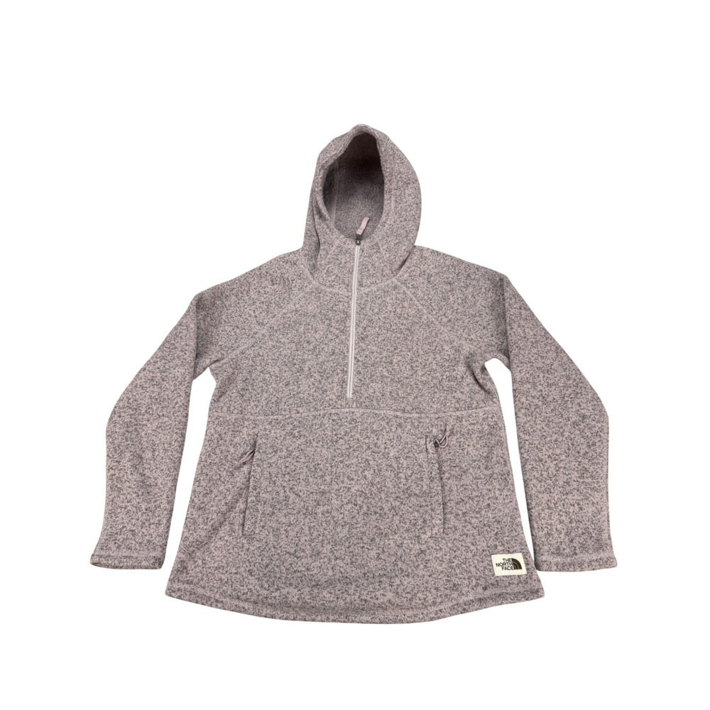 The North Face Crescent Hooded Pullover 1/4 Zip Fleece Pink Grey Womens M